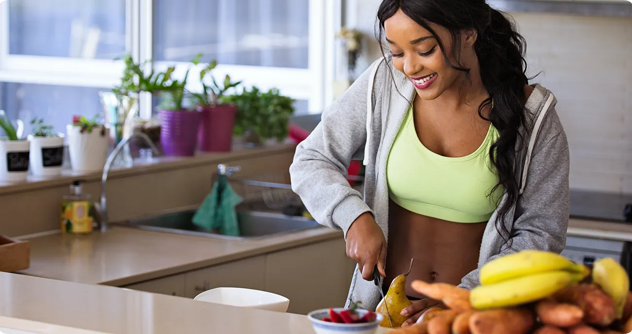 Woman preparing fresh food at home